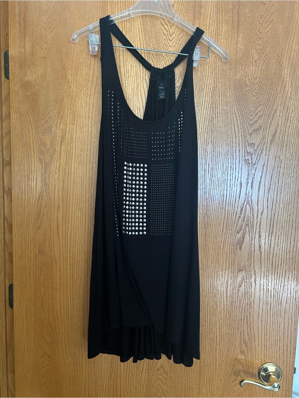 Lane Bryant Black Studded Racerback High-Low Tank Dress